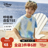 迪士尼（DISNEY）童装儿童男童棉质短袖T恤吸湿排汗亲肤软上衣24夏DB421BE19彩140