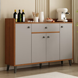 赛初 餐边柜轻奢高端茶水柜客厅靠墙隔断储物柜现代简约家用厨房碗柜 【四门一抽】胡桃色120*30*84