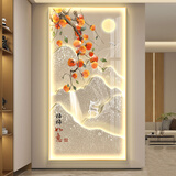 莫小邪入户玄关装饰画流水生财山水画走廊过道挂画现代轻奢高级感壁灯画 Z5191金框 50*100(建议0.7米-0.8米的墙面) 质感满满布纹理面+环保边框