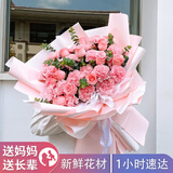 植伴康乃馨百合鲜花生日祝福探望病人母亲节鲜花速递送妈妈全国同城店 F款-33朵康乃馨玫瑰花束