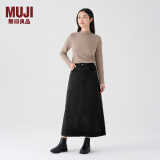 无印良品（MUJI）女式 木棉混 灯芯绒 A字裙 中长款半身裙子女款 美拉德 BE11CC3A 黑色 S 155/62A