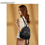 ANDSEEYOU小背包女双肩包2025新款时尚百搭休闲韩版小书包软牛皮包节日礼物 黑色