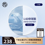 木九十防蓝光近视镜片1.60/1.67/1.74折射率两片装定制品不退换/不单卖 1.60折射率(0-400度)