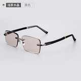 红叶水晶（HONGYE）水晶石太阳镜水晶墨镜真水晶石眼镜东海水晶眼镜养生护眼遮阳 浅茶水晶/黑色镜架/送水晶检测卡