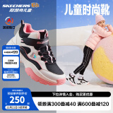 Skechers斯凯奇儿童绒绒靴男女童冬季防滑儿童加绒运动鞋中帮棉靴302527L 女童-鞋口加绒/黑/白/粉红/BKWP 27.5码