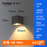 图雅格（TUYAGE）led户外壁灯洗墙灯射灯防水室外别墅庭院阳台酒店柱灯楼梯 太空灰-方形单头12W（大号）