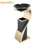 Supercloud(舒蔻) 不锈钢垃圾桶酒店大堂立式宾馆时尚带内桶走廊带烟灰缸商场果皮桶箱电梯口 钛金S型烟灰桶