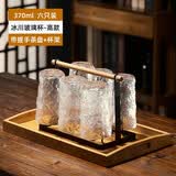 天喜（TIANXI）玻璃杯日式水杯加厚冰川杯ins威士忌酒杯啤酒杯果汁牛奶咖啡杯 冰川杯高款六只装+杯架+茶盘