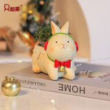如果家居多肉花盆可爱卡通小动物创意阳台花园盆栽摆件圣诞送礼物女 萌宠圣诞日-兔子