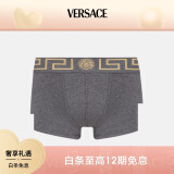 范思哲（VERSACE）男装回纹镶边平角内裤灰色金色5  礼物 送男友