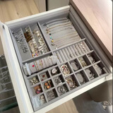 定制绒布首饰抽屉收纳盘项链戒指手镯珠宝盒衣帽间化妆台首饰盘 浅灰色