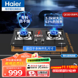 海尔（Haier）燃气灶天然气煤气灶双灶台式嵌入式燃气灶家用燃气灶液化气燃气灶猛火灶具炉灶熄火保护节能 E款-【云仓】5.0kW专利防干烧9B1 天然气