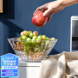 青苹果水晶系列玻璃果盘大号轻奢家用客厅装饰婚庆零食水果碗9.4英寸