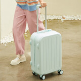 摩尔伽小清新行李箱女拉杆箱男结实耐用学生万向轮新款密码旅行箱皮箱子 天空蓝-小清新拉链款 24英寸 【推荐尺寸 当天发货】