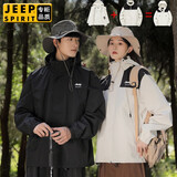 吉普（JEEP）男女冲锋衣三合一宽松休闲外套户外防风防水登山服夹克可拆卸内胆 黑色【男女同款】三合一 L（135斤-150斤）