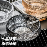 烟灰缸日式大号锤纹家用客厅办公室北欧简约时尚水晶玻璃烟缸 烟灰色锤纹烟灰缸 无铅水晶玻璃