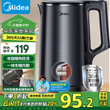 美的（Midea）【政府补贴】烧水壶电水壶双层防烫热水壶全钢一体无缝内胆电热水壶家用1.7L大容量SH17X2-301