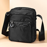 FOUVOR休闲女士斜挎包牛津布大容量单肩包尼龙包包女轻便多层旅游妈妈包 黑色