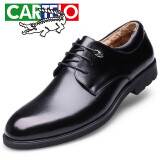 卡帝乐鳄鱼（CARTELO）牛皮正装休闲男士低帮系带皮鞋男冬季保暖男式棉鞋1511黑色加棉43