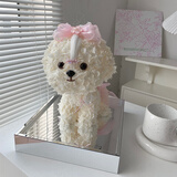 JoyFlower永生花马尔济斯狗狗摆件生日礼物纪念日送女生朋友老婆实用高级