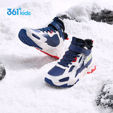 361°儿童棉鞋25冬男女童3-14岁加绒保暖革面户外运动鞋 蓝38