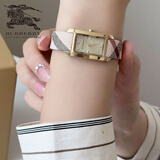博柏利（BURBERRY）支持鉴定/真皮手表女士手表小方女表米色腕表BU9509生日礼物限量 20mm小表盘/BU9509格子纹皮带间金