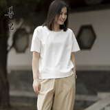 善己善己百搭基础款圆领T恤女宽松休闲新款拼接半袖2023夏季新款短袖 珍珠白 L 【现货发售】