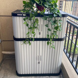 爱丽思（IRIS）阳台塑料收纳柜花园防晒防雨露台户外储物柜庭院储物工具柜经典款 黑灰横拉门1250V【高120cm 】 双层可拆分