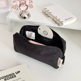 用心造物原创尼龙小众防水软呼网布夹层收纳笔袋大容量日系文具盒 巨耐脏的黑色（黑内）