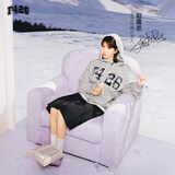 F426【赵露思许妍同款】国潮牌秋季宽松大logo格子贴布绣卫衣 花灰 S