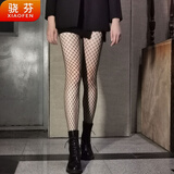 骁芬暗黑英文B字母丝袜ins网红jk性感网袜打底裤袜防勾丝薄款显瘦 黑色(中网)