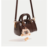 集领手拎枕头包百搭质感包女波士顿包轻奢高级感单肩斜挎女士包包 红棕色