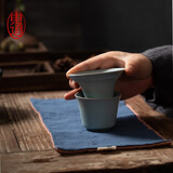 东道汝窑河南非遗公道杯茶漏 开片汝瓷功夫茶具陶瓷茶滤组尼龙过滤网 澄心茶漏2023款礼盒（天青色）