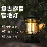 魔铁复古露营灯帐篷灯氛围灯户外野营灯手提挂灯马灯LED应急照明灯 V5805复古绿色充电款
