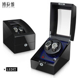 博拉维（BONLAVIE） 机械表摇表器手表盒子德国自动晃表器上链盒转表器自动摇摆器 2+3表位五模式 黑漆+黑皮+灯