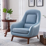 索梦纳斯 北欧单人沙发椅真皮美式轻奢实木休闲简约客厅阳台懒人沙发椅 单人位超纤皮料宝石蓝(KMX-16)