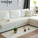 益丽丝（yilisi） 四季沙发垫套装布艺实木沙发坐垫子欧式双面全棉可水洗定制 紫荆花-米白 90*90cm单片（可用于扶手/靠背）