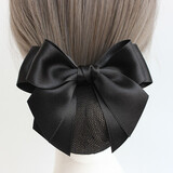 阿表妹 职业头花发网兜高档护士发夹物业蝴蝶结发套职员工盘发银行酒店 A6燕尾黑色细网