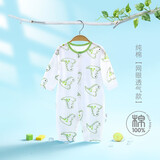 婧麒婴儿连体衣夏装新生男女宝宝夏季衣服纯棉薄款空调服爬服夏天 绿色恐龙 73cm