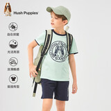 暇步士（Hush Puppies）童装儿童25夏季圆领短袖T恤男女童款短袖 芥末绿 130cm