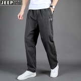 JEEP休闲裤男宽松大码薄款直筒裤春秋季新款棉质时尚休闲男士长裤子 深灰色 XL