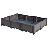 易栽乐（Yizail） 2.5S种植箱咖啡色塑料种菜盆 阳台种菜组合式长方形庭院大花盆 双排6联种植箱120*80*26cm