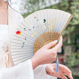 TaTanice 古风扇子中国风绢布折扇送朋友送女友生日礼物女士竹扇 仙鹤