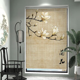 旺厨坊复古卷帘窗帘遮光防风阳台手动卧室茶室书房小窗户遮阳帘免打孔 复古中式3 免打孔