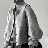 妙奕嘉毛呢外套女2025新款秋冬女装小个子短款小香风外套灰色气质高级感 短款毛呢外套【灰色】常规 均码 【建议体重85-110斤】