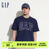 Gap【热卖爆款】男装2024夏新款撞色logo圆领短袖T恤纯棉上衣544465 藏青色 165/88A(S) 亚洲尺码