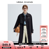 VEGA CHANG风衣女中长款2024春秋新款小个子休闲外套 经典黑 L