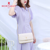 梦特娇（MONTAGUT）2025包包女包牛皮小香风单肩包简约女包斜挎女士包母亲节礼物 白色大号R7512024033