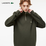 LACOSTE法国鳄鱼男士通勤半拉链翻领套头宽松长袖卫衣|SH1927 L7A/褐绿色 S 3/S/170