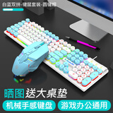 蝰蛇游戏键盘鼠标套装有线机械手感朋克发光台式电脑笔记本办公打字背光外设吃鸡网吧键鼠LOL/CF 白蓝双拼朋克版【键鼠套装】